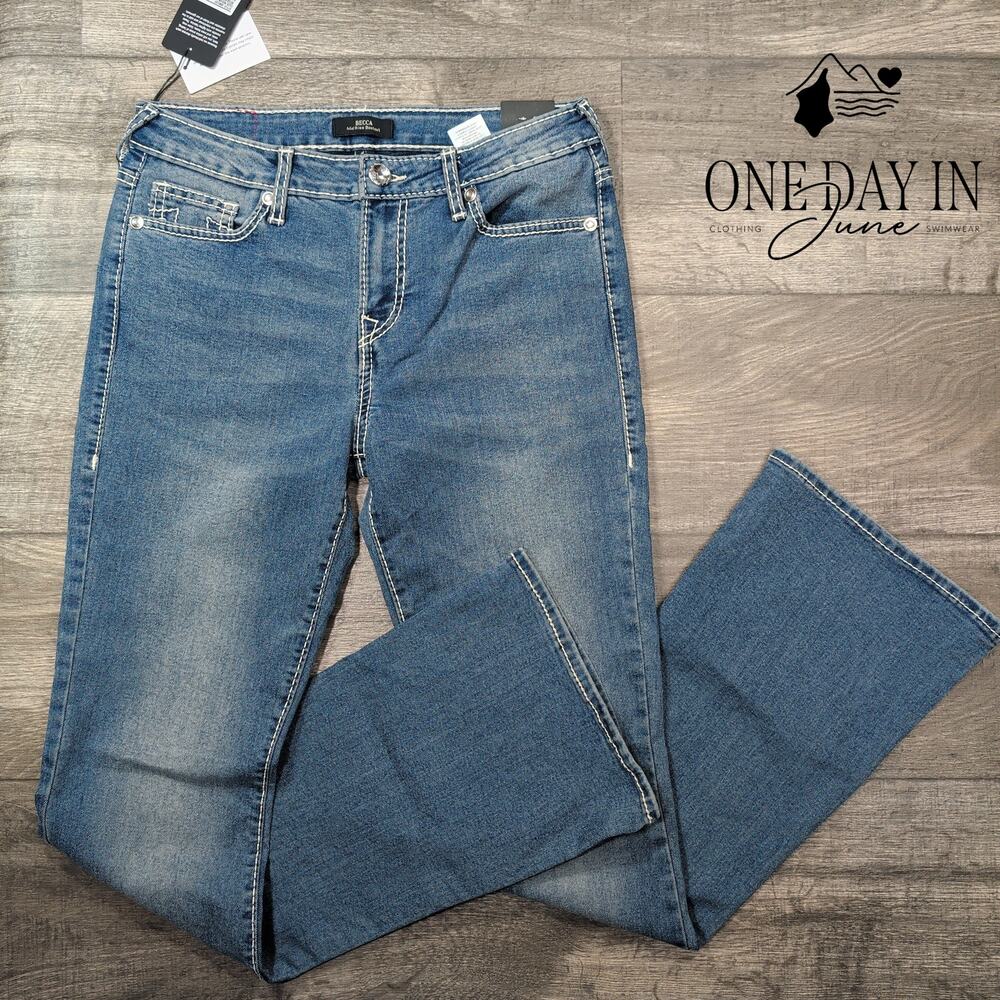 True Religion Becca Big T Crystal Bootcut Jeans Medium Wintry NWT Size 8 (29)